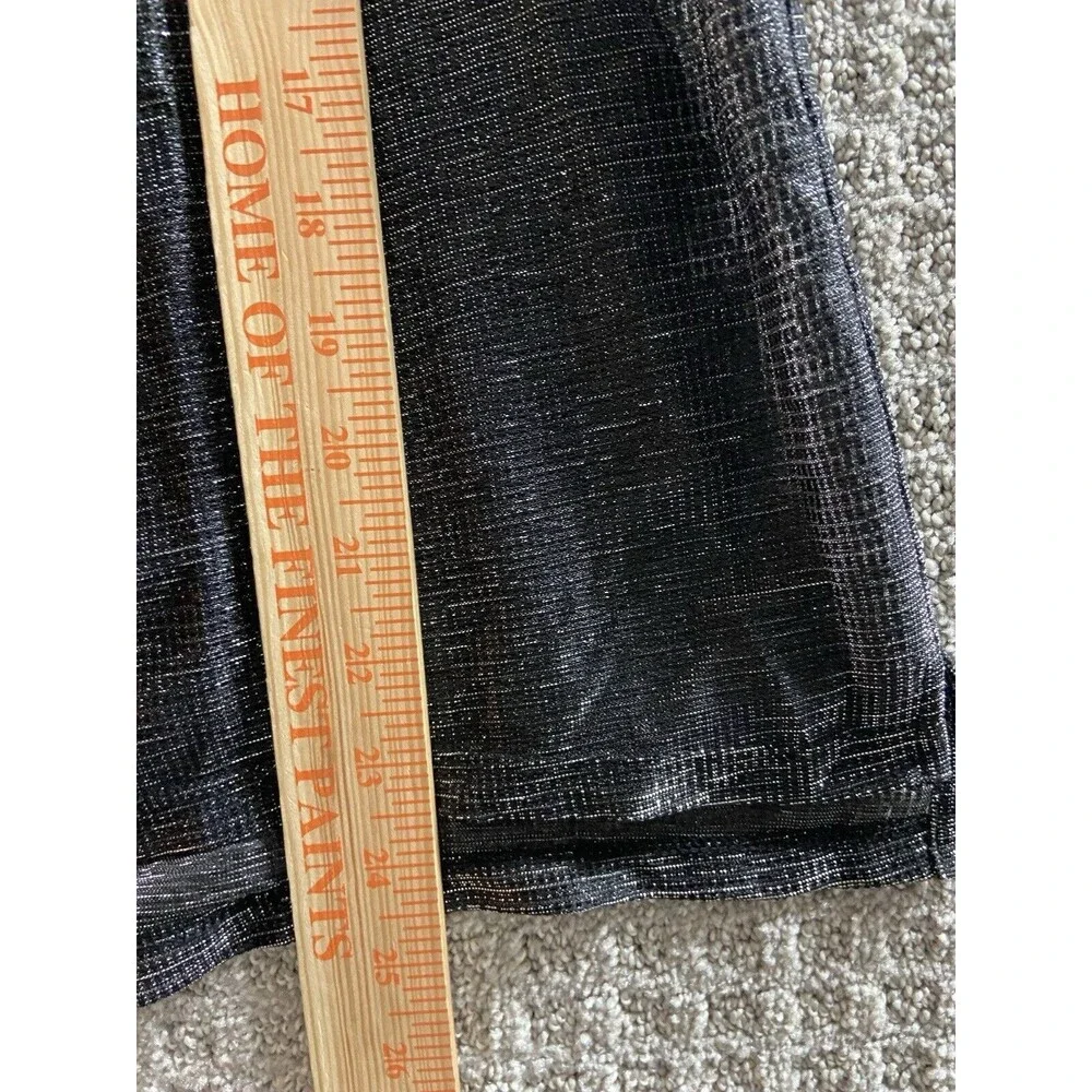 Heather Metallic Tank Womens Small Medium Silver Black Sleeveless Semi Sheer